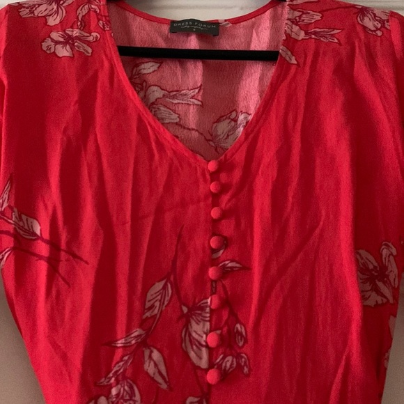 Brand New Dress Forum - Small - Mid Length - Salmon Floral Long Sleeve Tie Dress - Picture 2 of 7